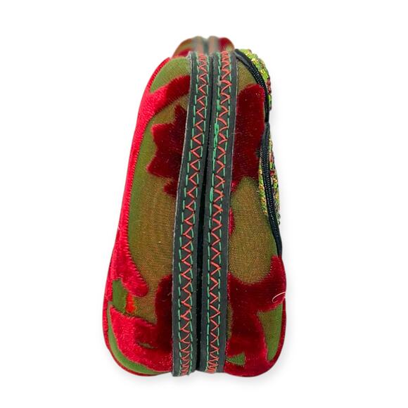 Mary Frances Vintage Christmas Beaded Baguette Hard Shell Handbag Poinsettia - Picture 14 of 15